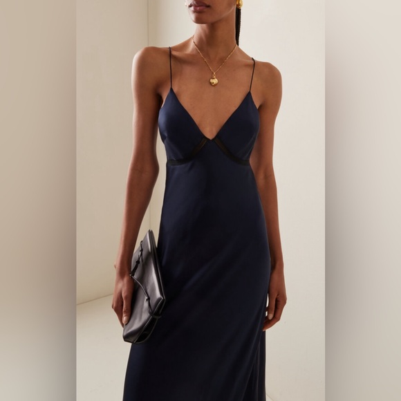 NWT Favorite Daughter Blackberry Dress in Navy Embroidered Maxi Slip Dress - Picture 7 of 16